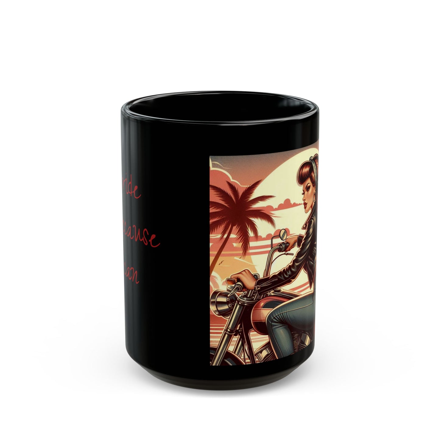 Mug-Sunset Beach Ride-Pin Up Girl Coffee Cup - Unique Gift for Bikers