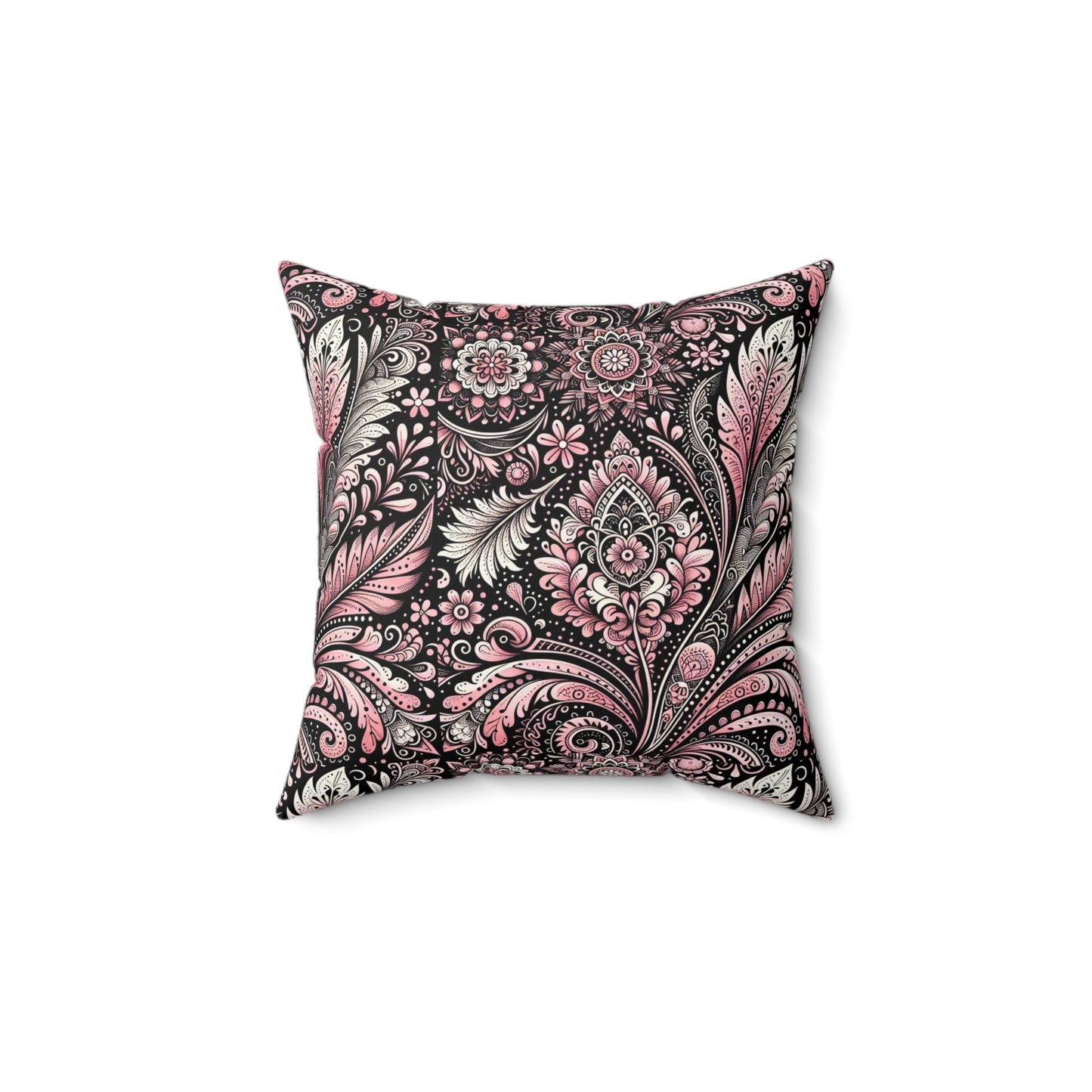 Pillow-Pink and Black Lace print Cushion