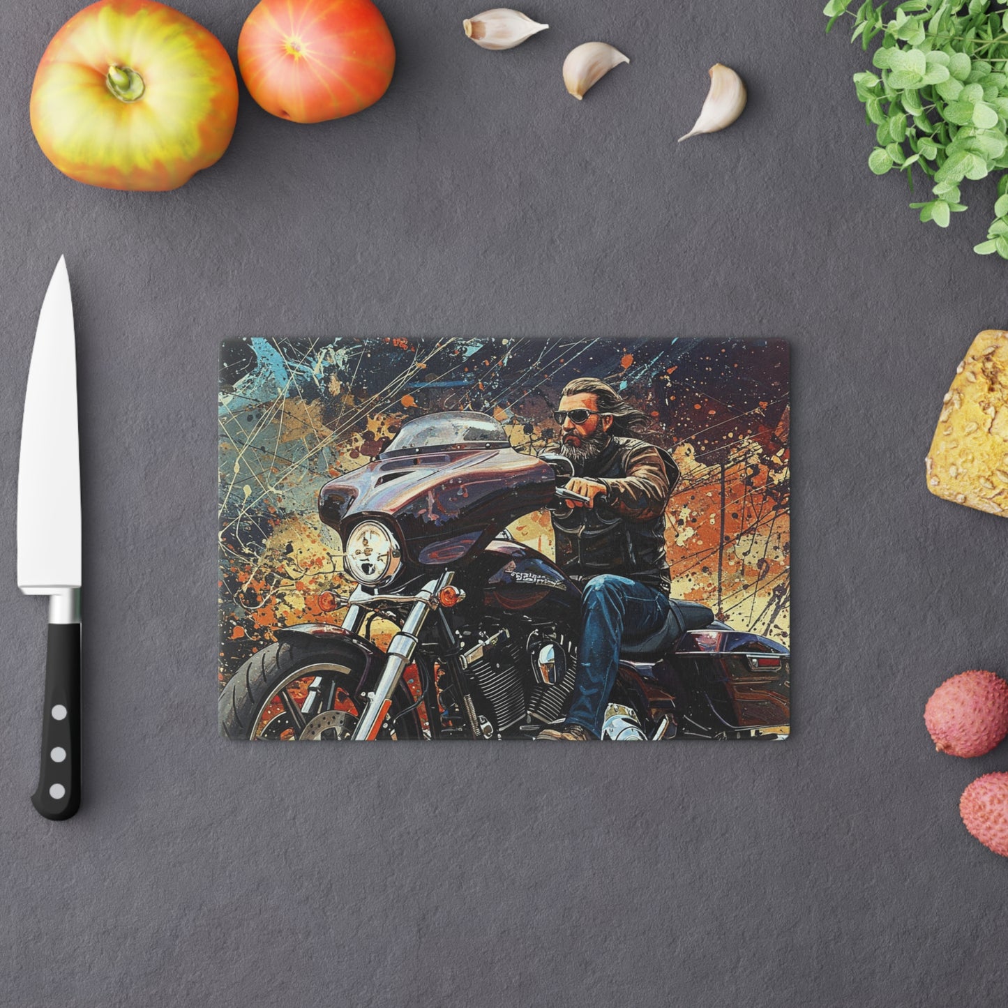 Cutting Board - Motorcycle Adventure- Cheese Tray-Perfect for Bikers & Grill Lovers