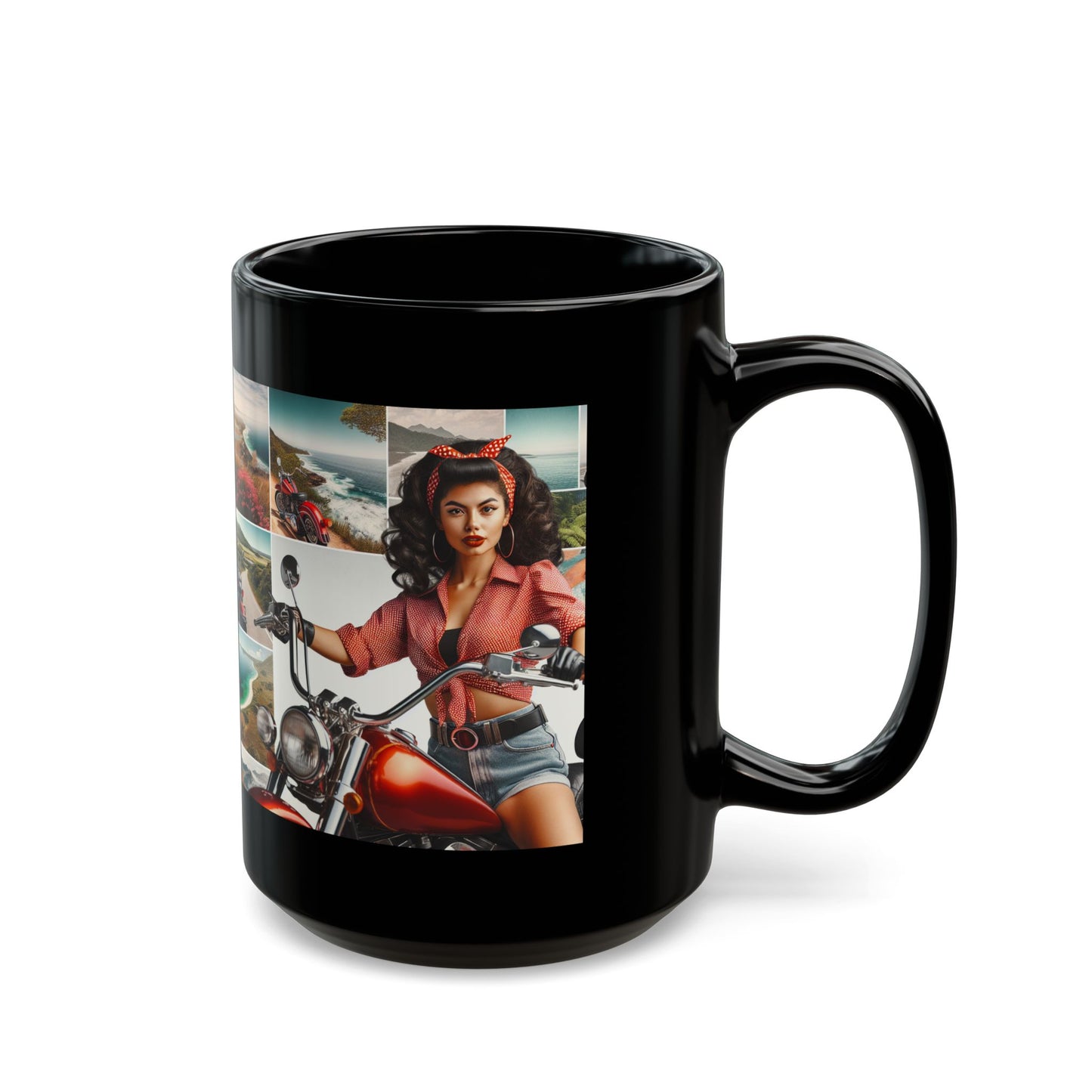 Mug-Pin Up Girl at the Beach-Road Trip -Solo Trip-Gift for Bikers