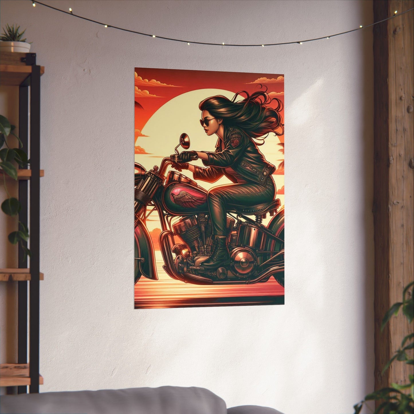 Poster- Motorcycle Pinup-Garage Decor-Man Cave-Retro Wall Art