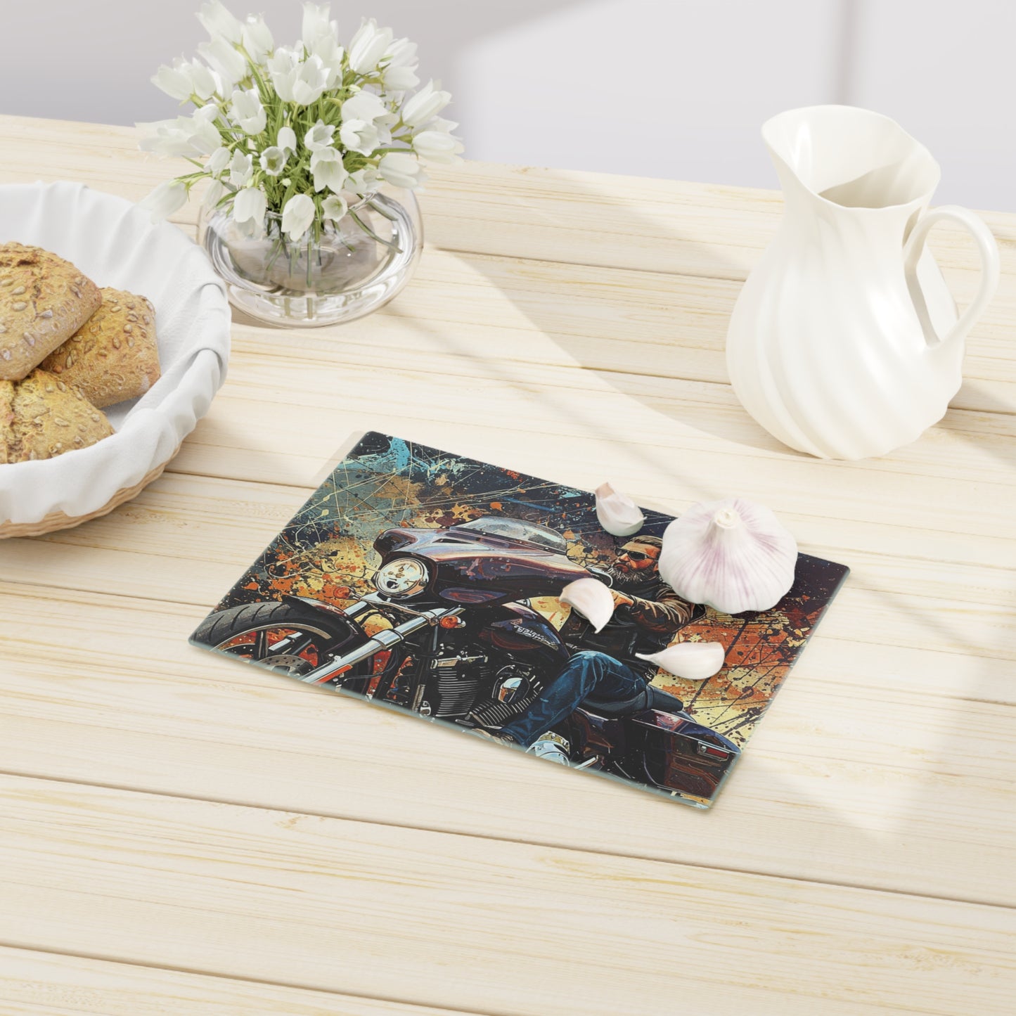 Cutting Board - Motorcycle Adventure- Cheese Tray-Perfect for Bikers & Grill Lovers