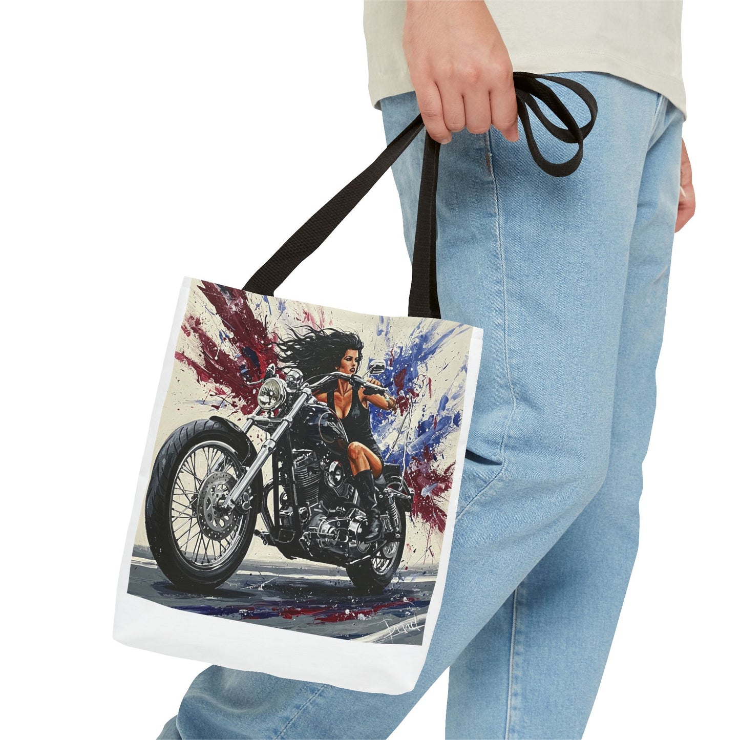 Bold Motorcycle Chic Tote Bag - Stylish Biker Girl Design for Riders & Fashion Enthusiasts