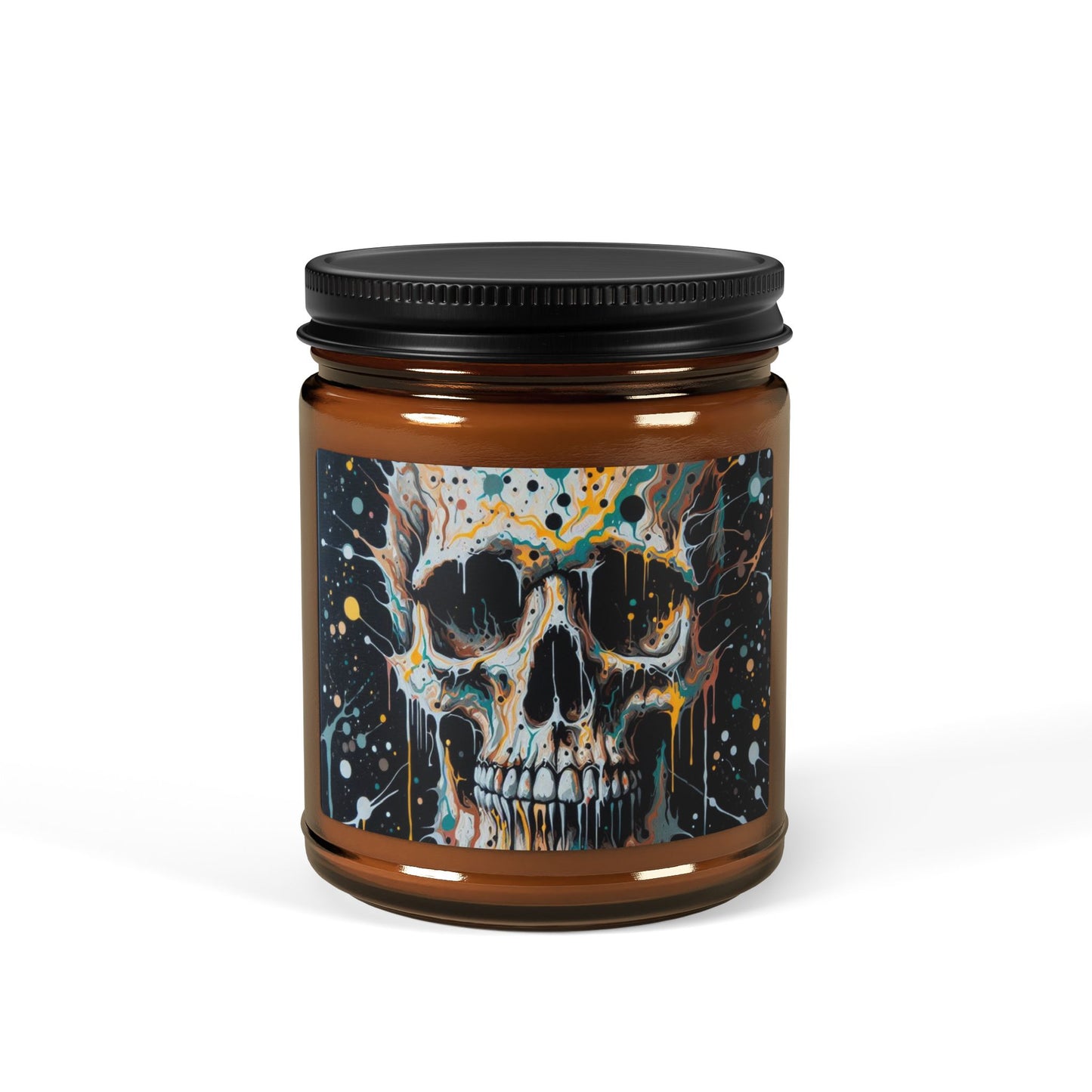 Skull-Themed Scented Soy Candle, Multi-Size Amber Jar, Unique Home Decor, Gothic Gift, Halloween Decor, Relaxation Candle