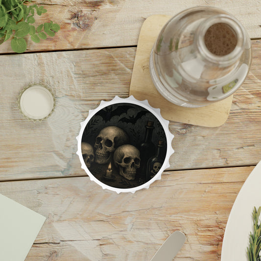 Gothic Skull Bottle Opener, Unique Barware, Halloween Decor, Dark Academia Gift, Vintage-Inspired Bar Tool