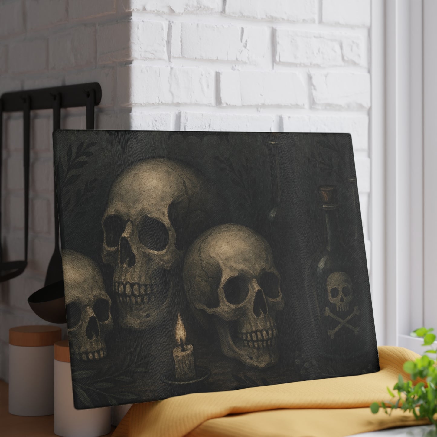 Gothic Skull Glass Cutting Board, Unique Kitchen Decor, Halloween Gift, Skull Lovers' Kitchenware, Dark Aesthetic Cooking Tool, Spooky [...]
