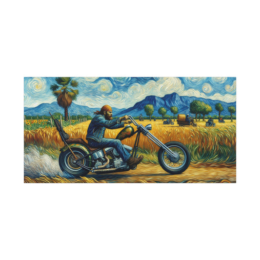 Rider Canvas Art - Vibrant Motorcycle Scene Wall Decor