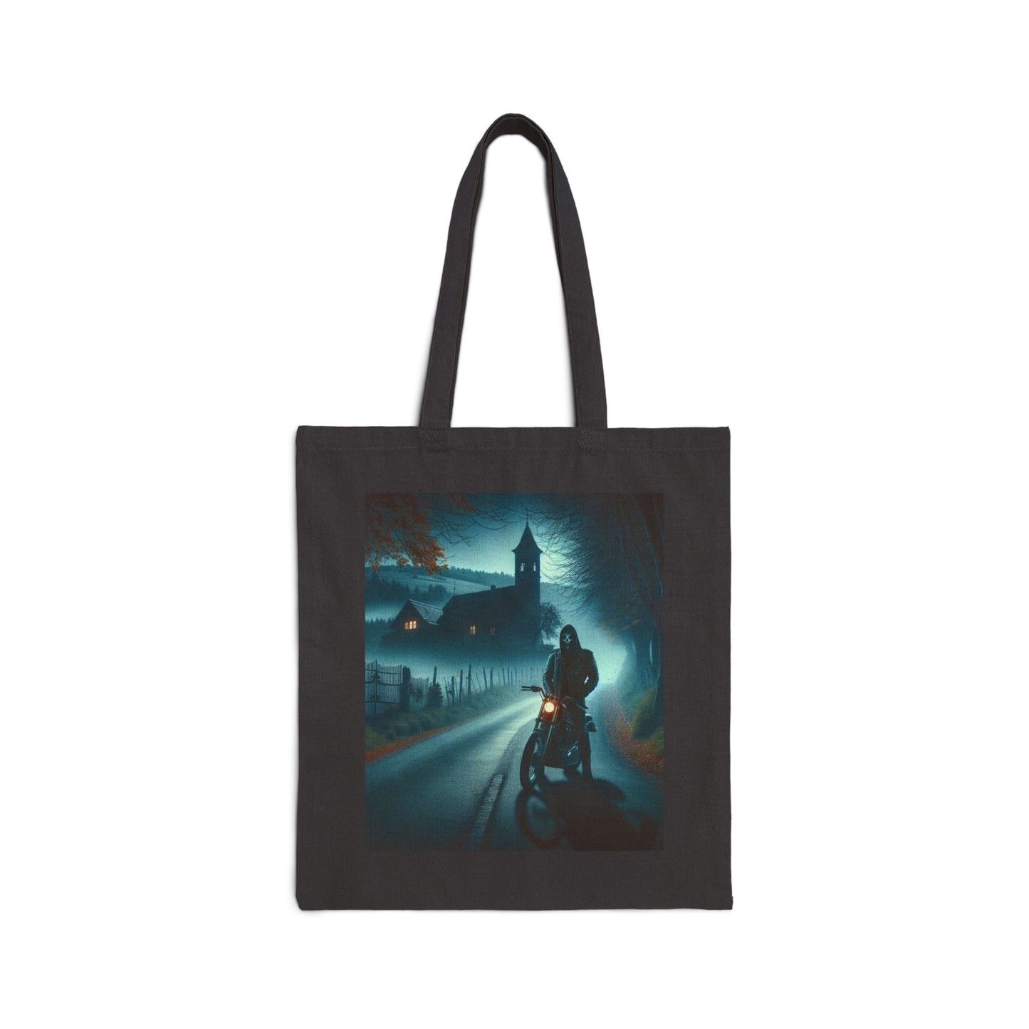 Mystical Ride Motorcycle Canvas Tote Bag, Eco-Friendly Shopping Bag, Adventure Tote, Gift for Bikers, Weekend Getaway Bag