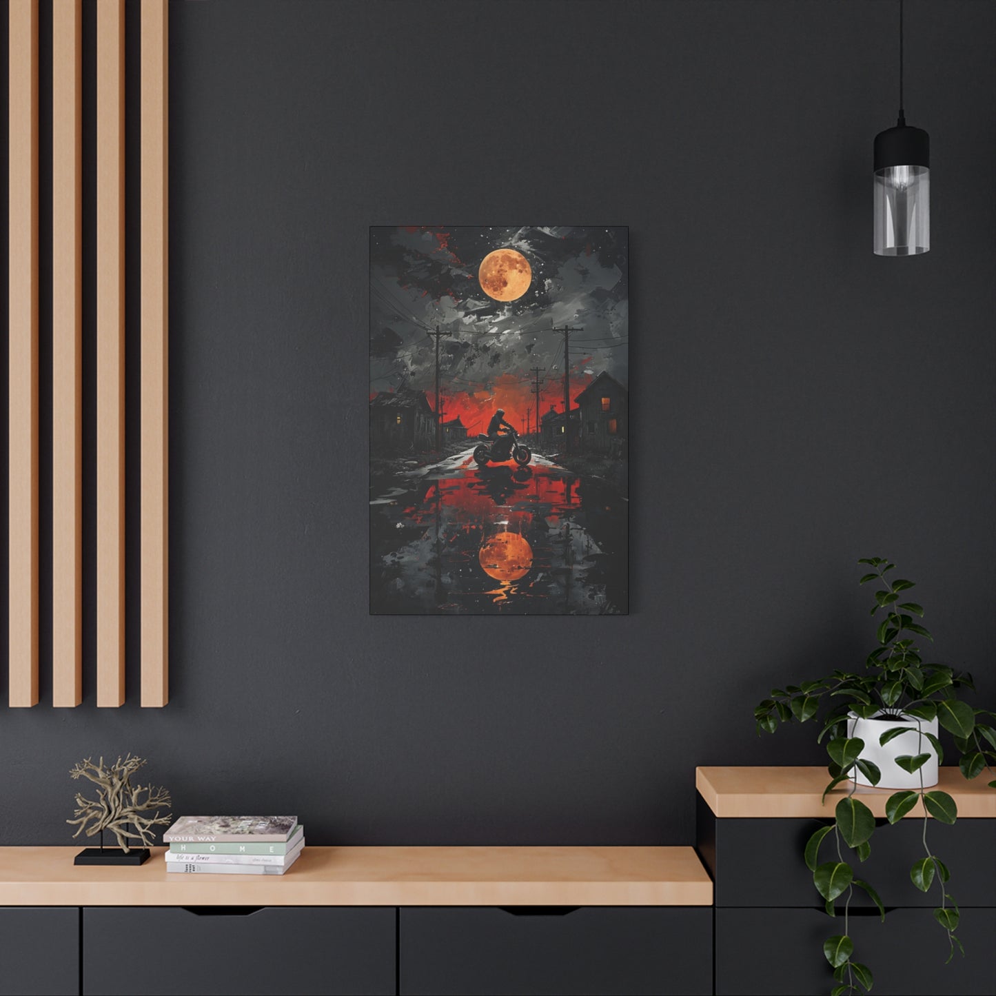 Wall Art - Motorcycle at Sunset-Matte Canvas for Biker Enthusiasts