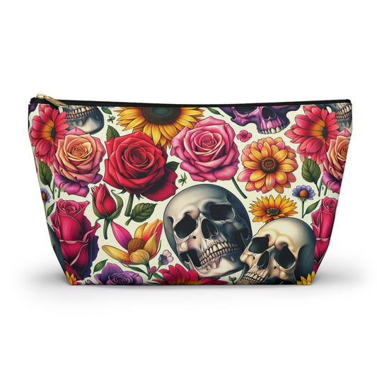 Gothic Floral Accessory Pouch, Perfect for Makeup, Travel, Gifts, Storage, Day of the Dead Theme, Saddlebag Companion