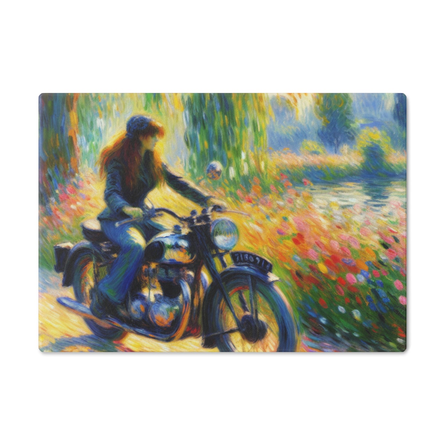 Vintage Monet style Motorcycle Themed Cutting Board - Perfect Gift for Riders
