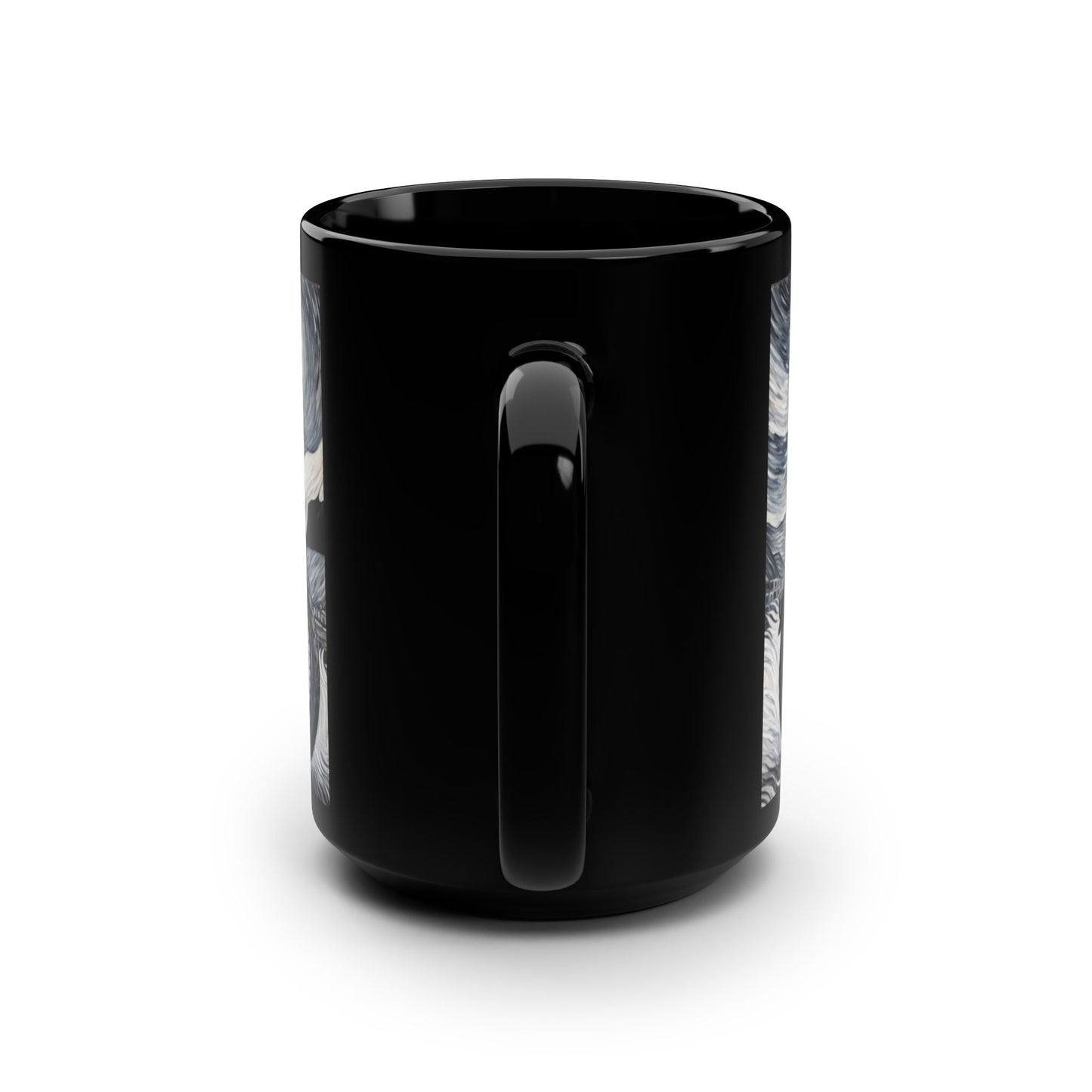 Starry Night Motorcycle Black Mug - 15oz Ceramic Coffee Cup for Bikers & Art Lovers