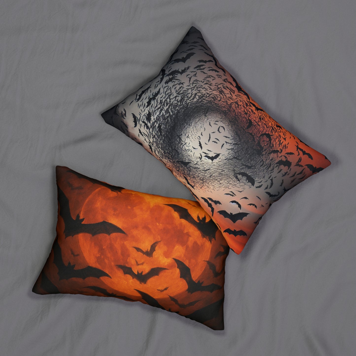 Halloween Bat Lumbar Pillow, Spooky Home Decor, Seasonal Throw Pillow, Bat Design Cushion, Halloween Night Accent Pillow