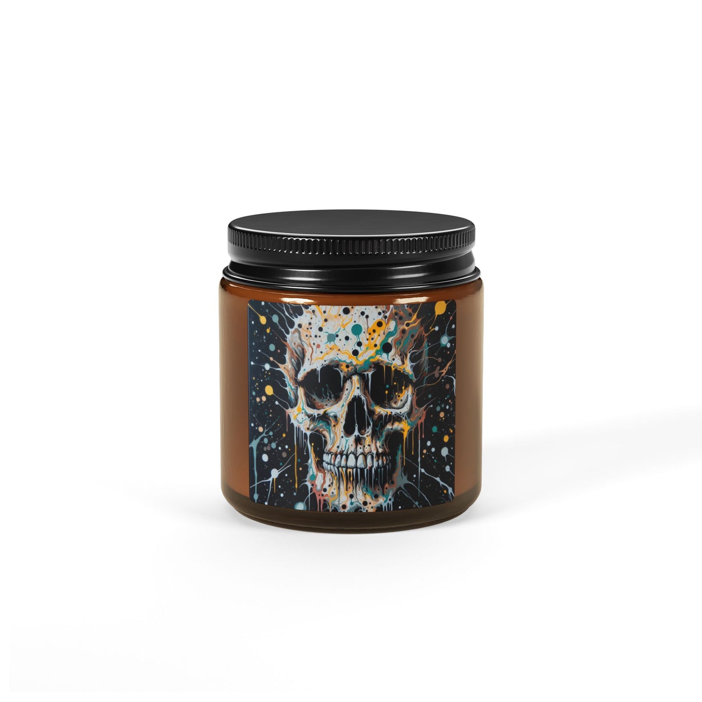 Skull-Themed Scented Soy Candle, Multi-Size Amber Jar, Unique Home Decor, Gothic Gift, Halloween Decor, Relaxation Candle