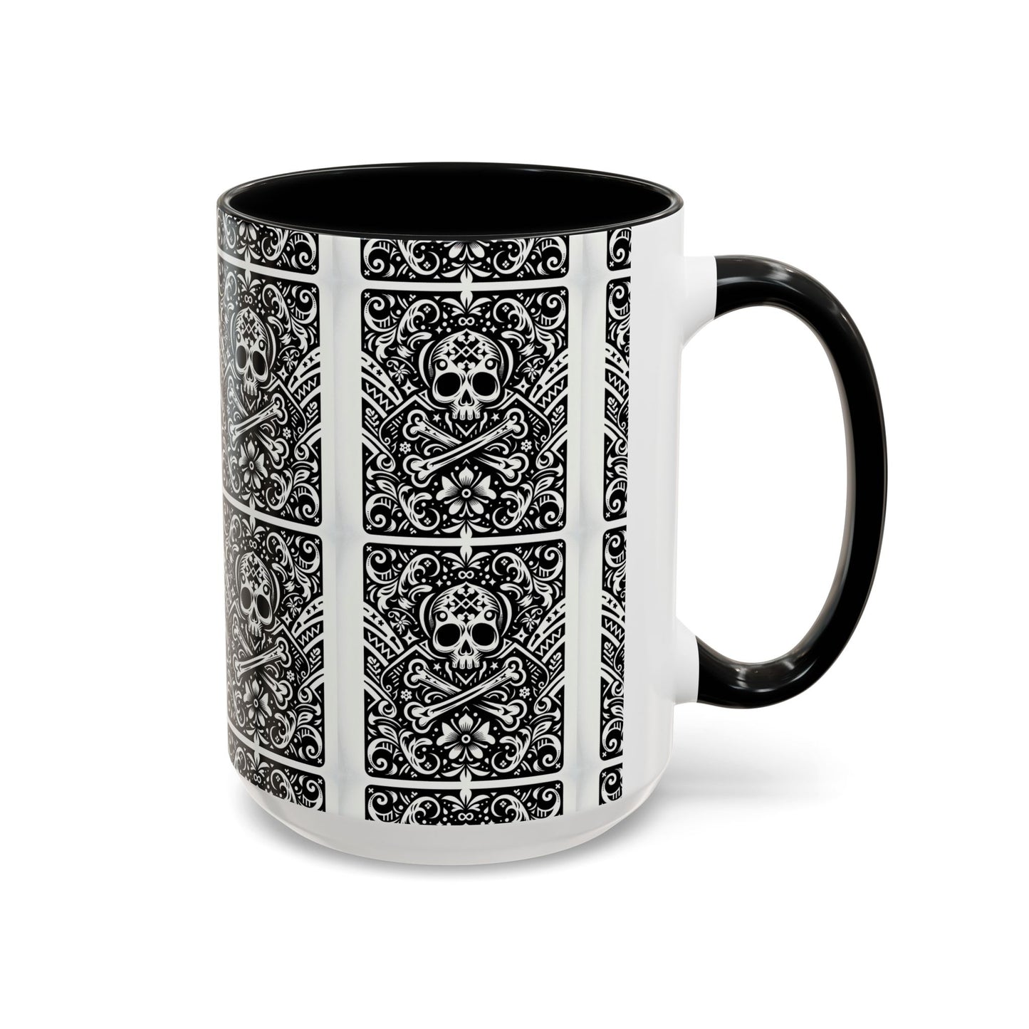 Mug -Skull and Crossbones Coffee Cup 15oz-Playing Card Pattern